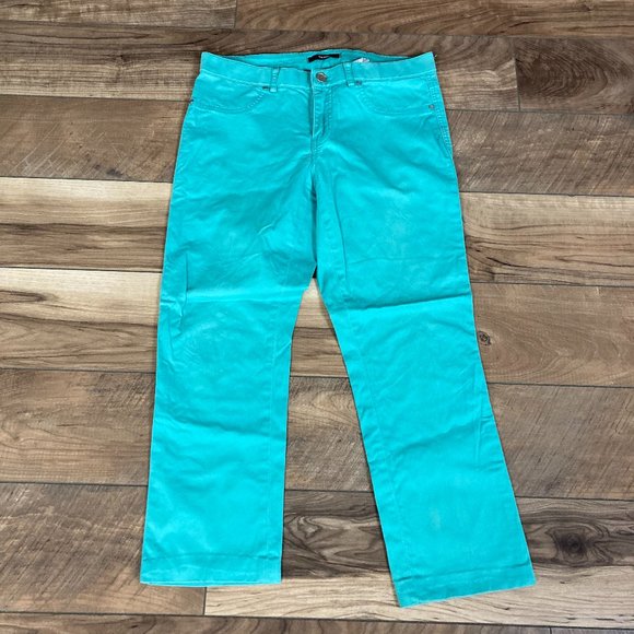 Tahari Ankle Pants Teal Mid Rise Stretch Pockets Size 8 - Picture 1 of 5